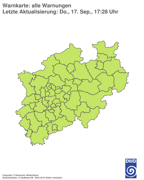 Aktuelle Warnkarte: Nordrhein-Westfalen